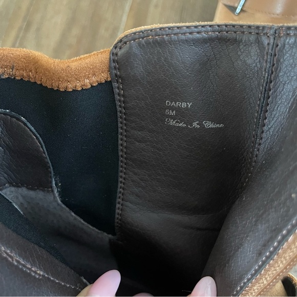 Donald Pliner Moto Boot Women 5 Tan Darby Harness Suede Ankle Bootie Buckle - Picture 11 of 13